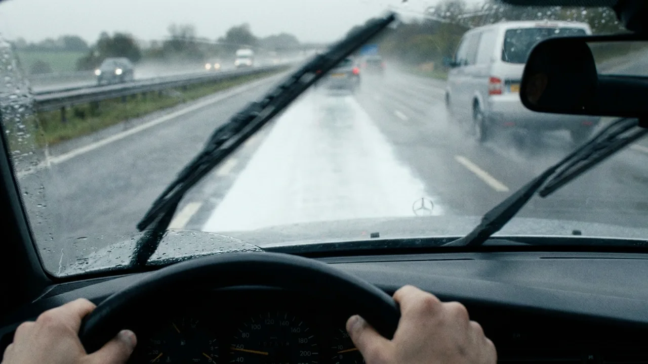 Lluvia intensa sobre la calzada