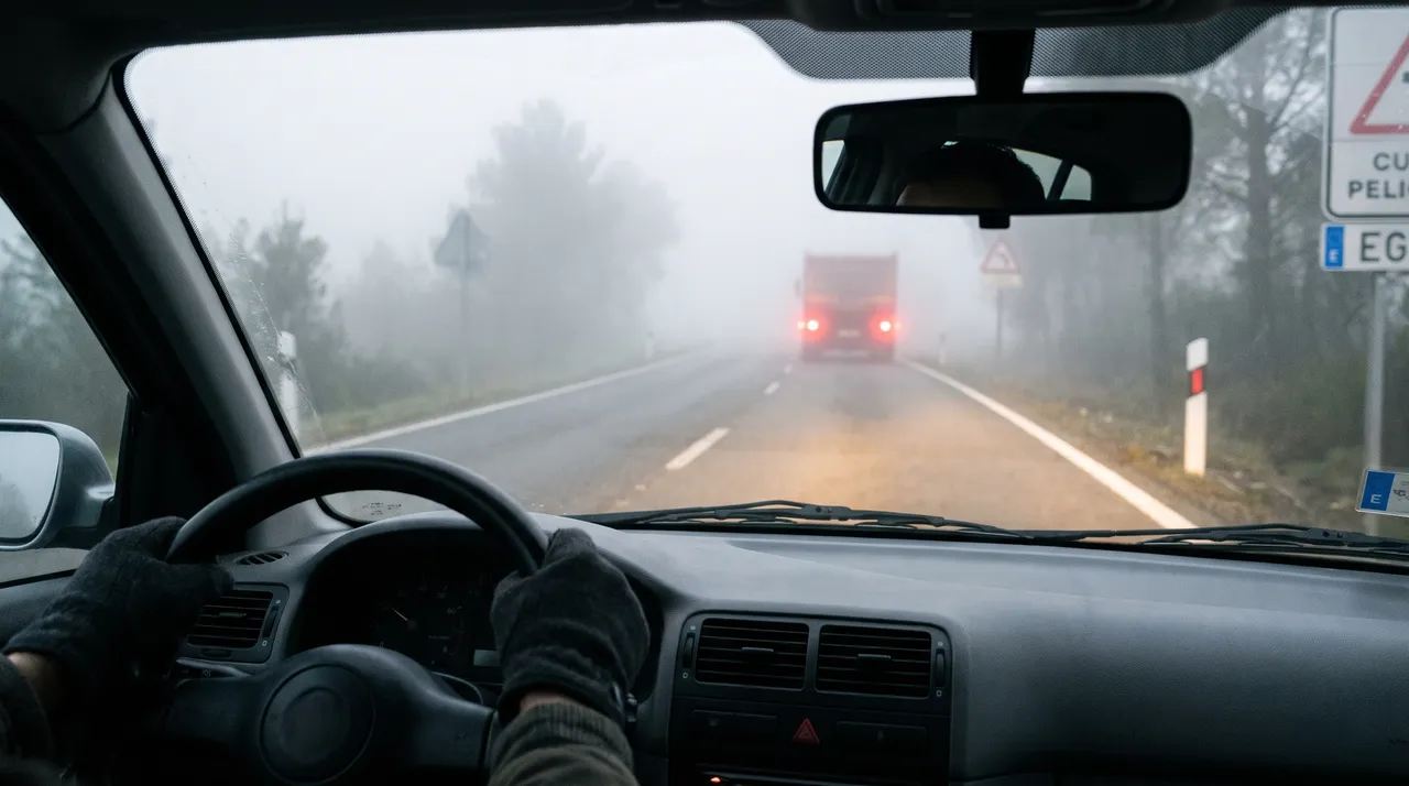 Niebla espesa en carretera