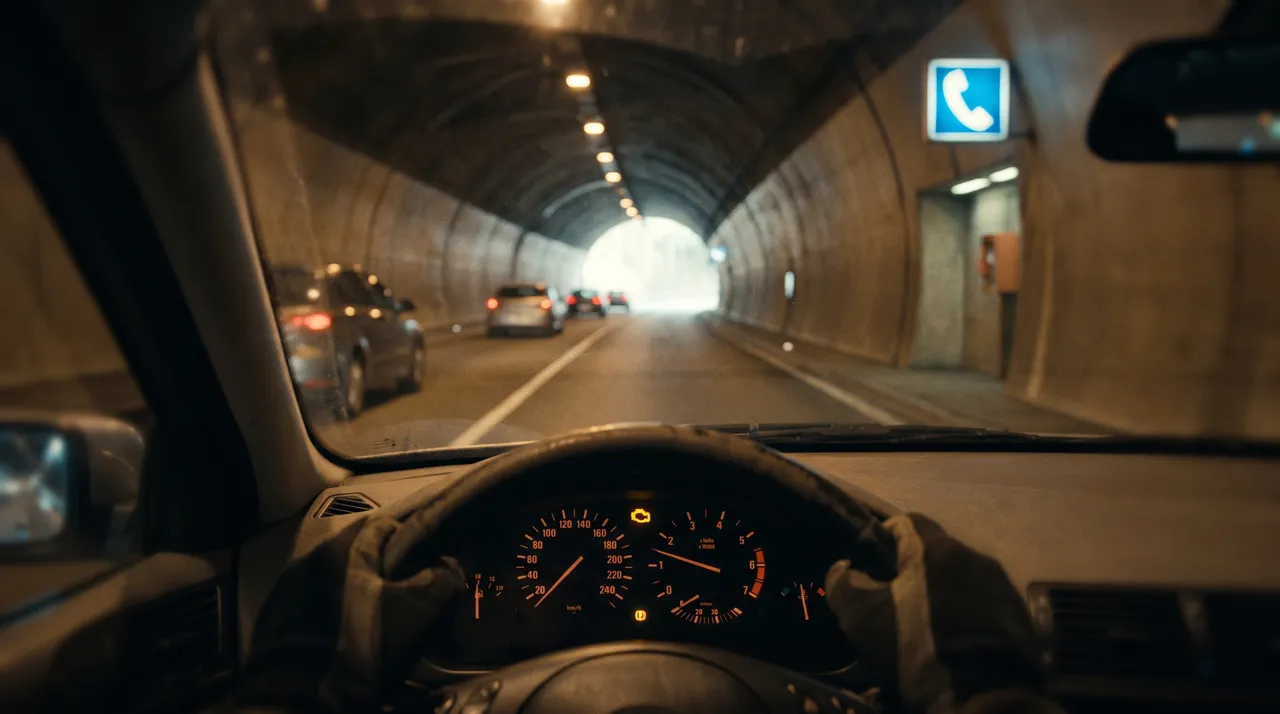 Interior de un túnel de carretera